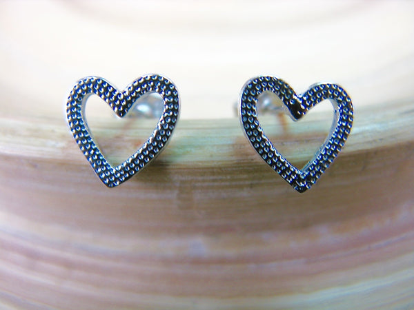 Filigree Heart 925 Sterling Silver Stud Earrings