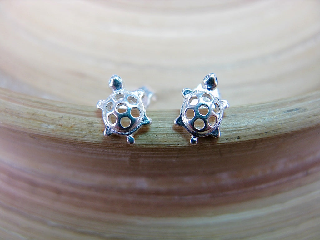 Turtle Filigree 925 Sterling Silver Stud Earrings