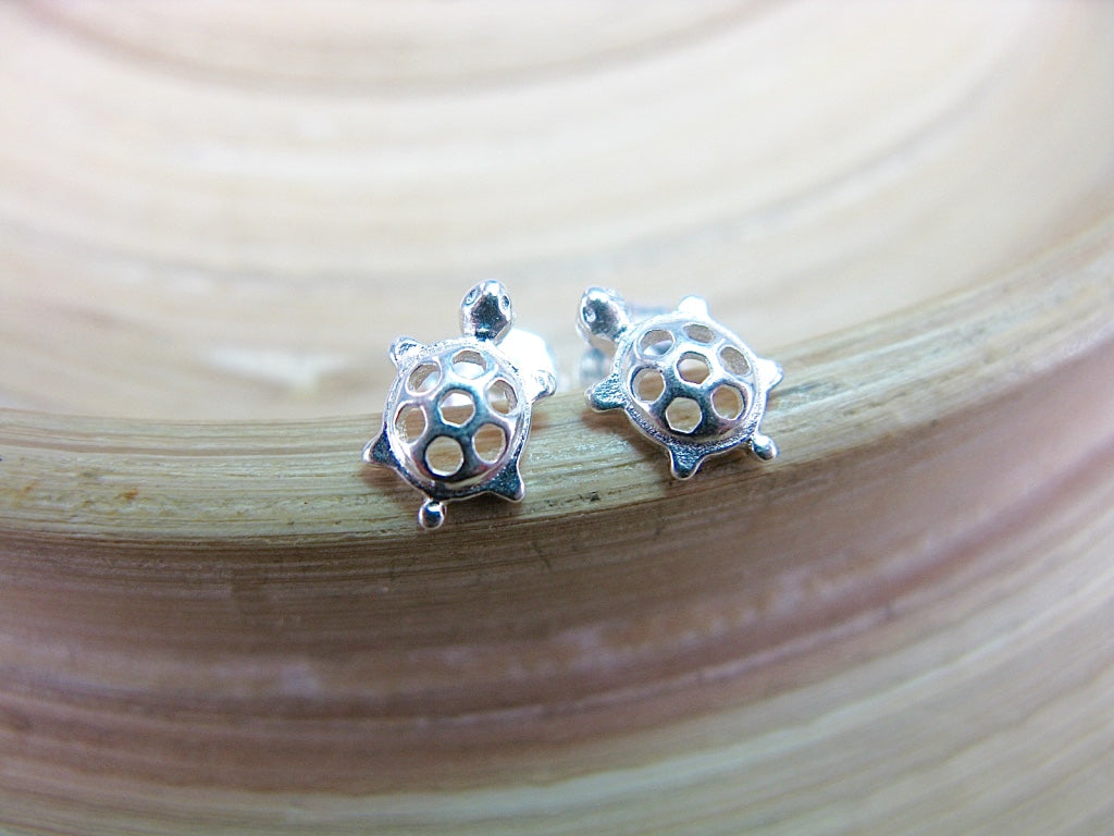 Turtle Filigree 925 Sterling Silver Stud Earrings